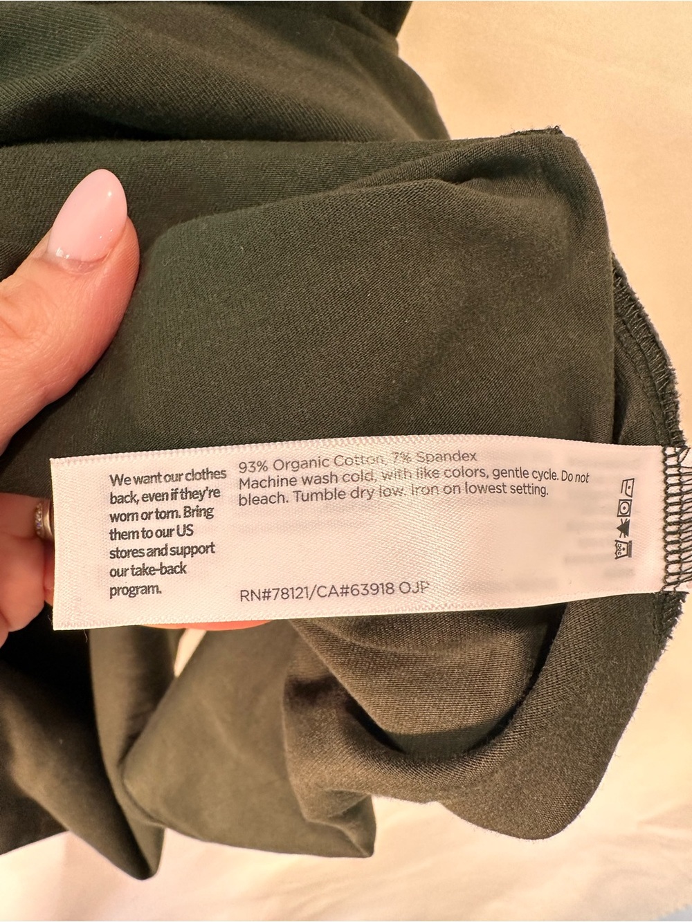 Eileen Fisher Organic Pima Cotton stretch T-shirt Dress Olive Green minimalist S - Picture 5 of 5